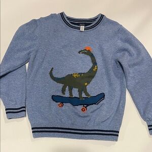 Joules Light Blue Crewneck Sweater with Navy Stripe Trim